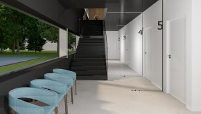 Wnętrze modernistycznej kliniki stomatologicznej 